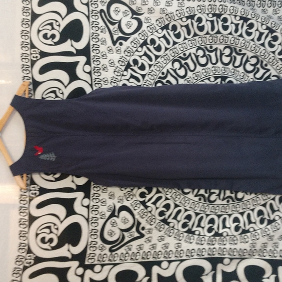 Womens dark blue overall dress by Christopher & Banks with birds. Size M. - Picture 6 of 8